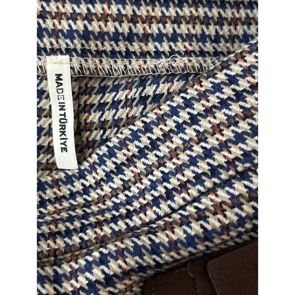 Ashhan Malbora Women’s Brown Pleated Houndstooth Mini Skirt Size 4 Preppy - Picture 4 of 6